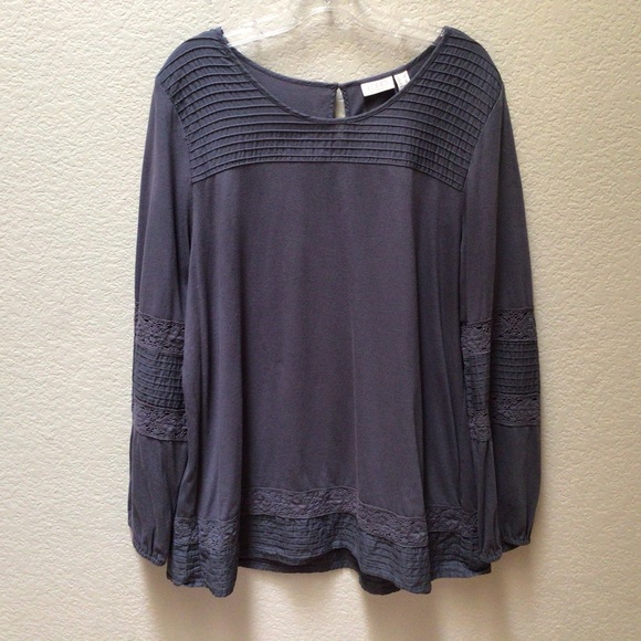 Logo Lori Goldstein Long Sleeve Top Tunic Shirt